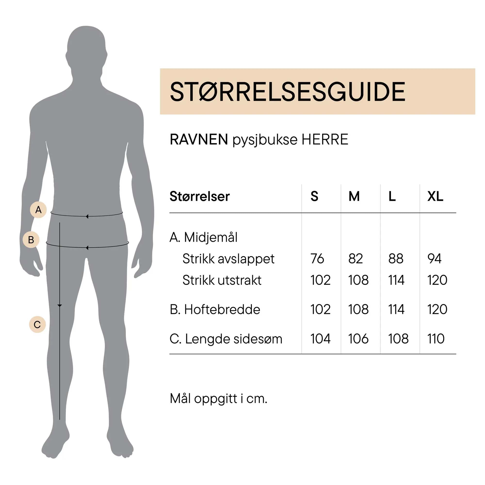Høie Ravnen Pysjbukse Herre Beige