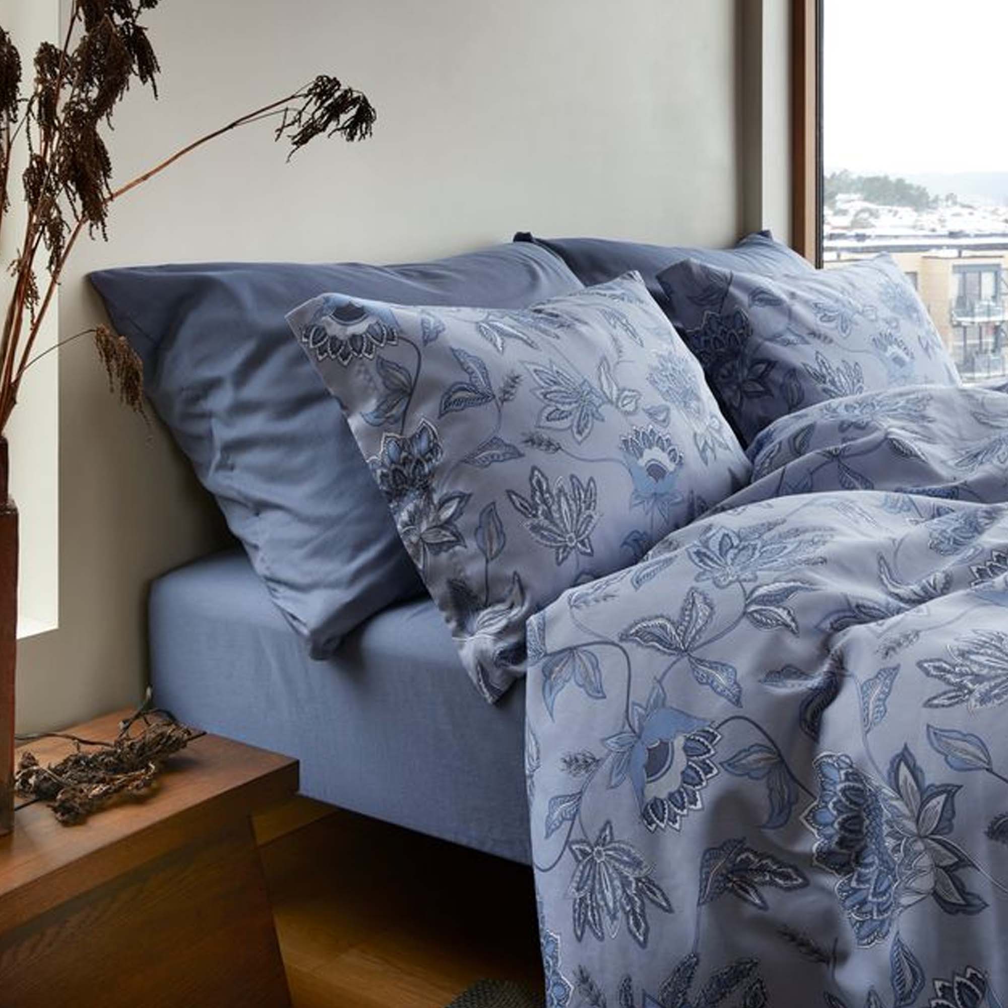 Høie Sengesett  Mille Denimblå Sateng