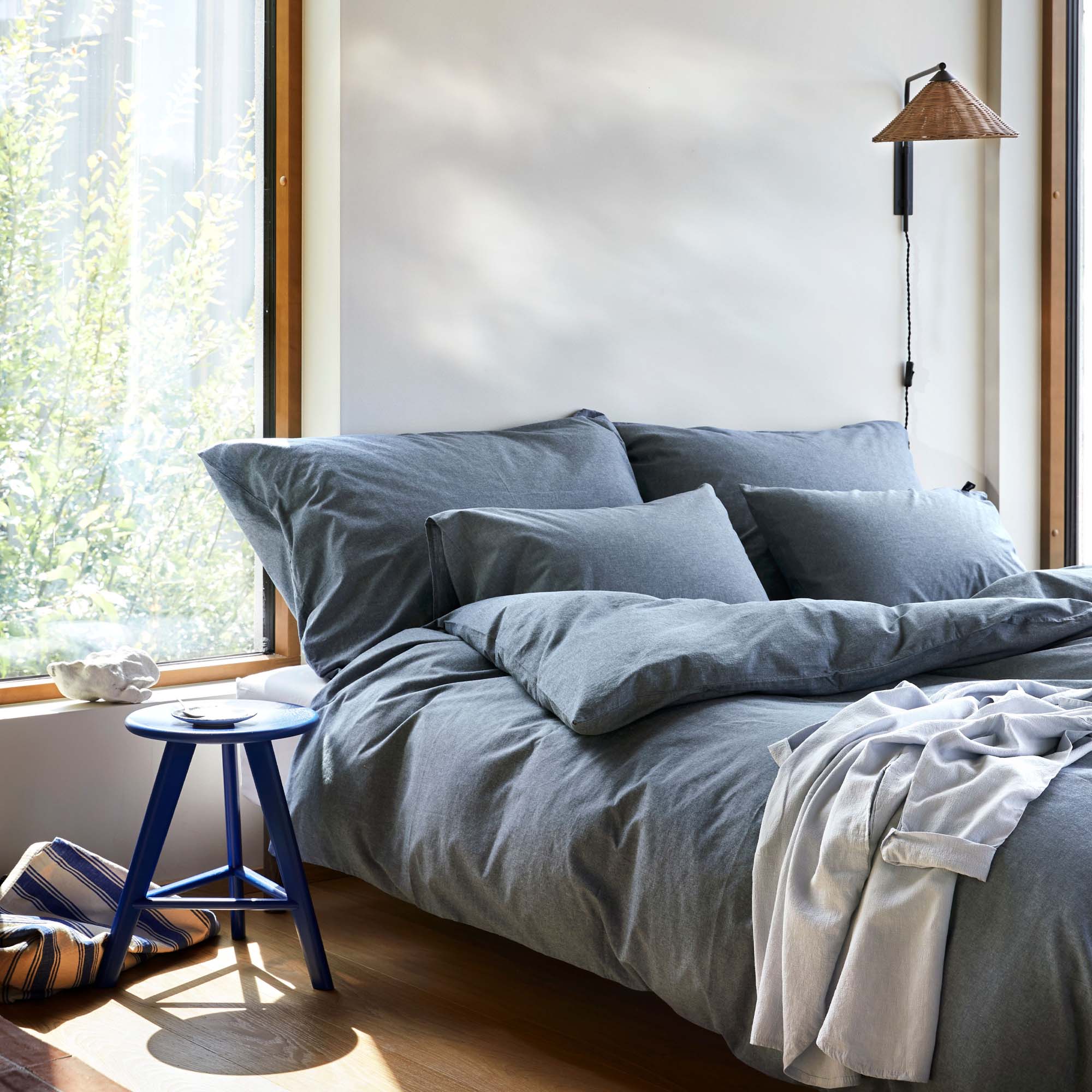 Høie Sengesett Ola Denimblå Garnfarget Bomull