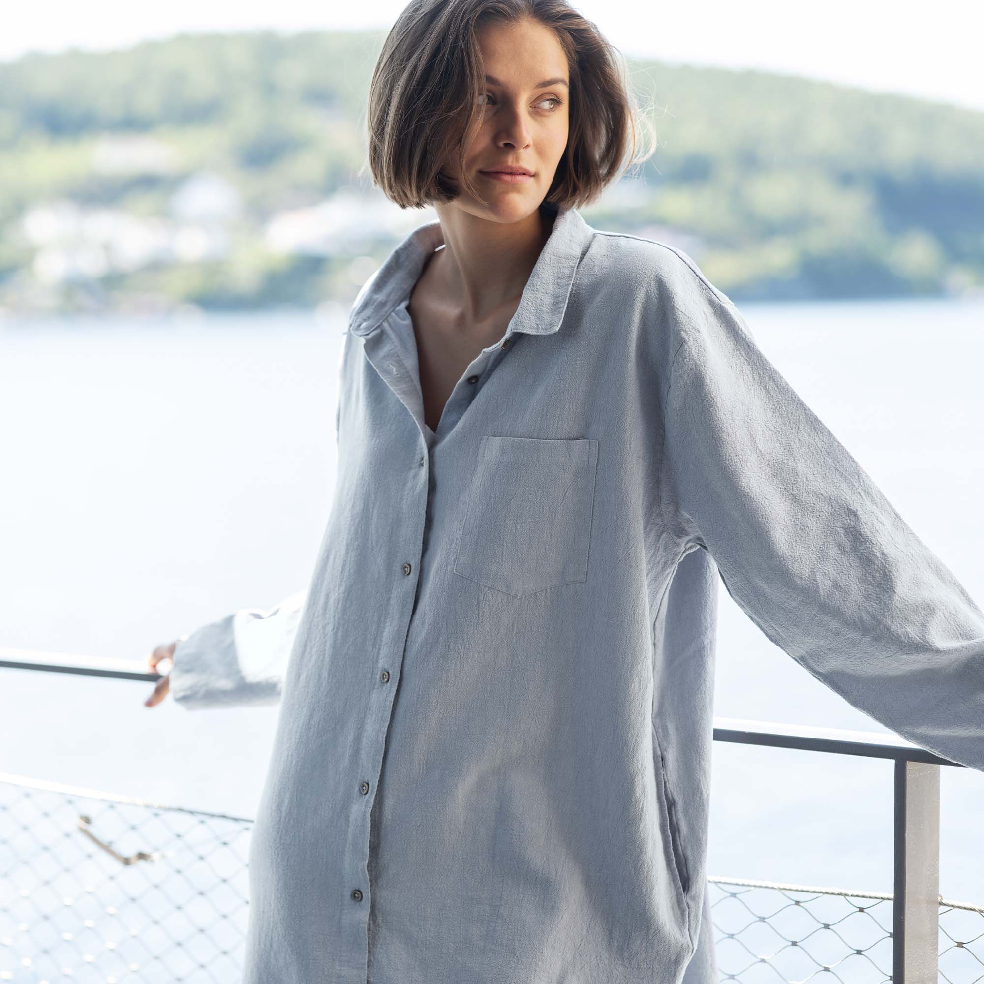 Høie Hydra Storskjorte Lys Blå