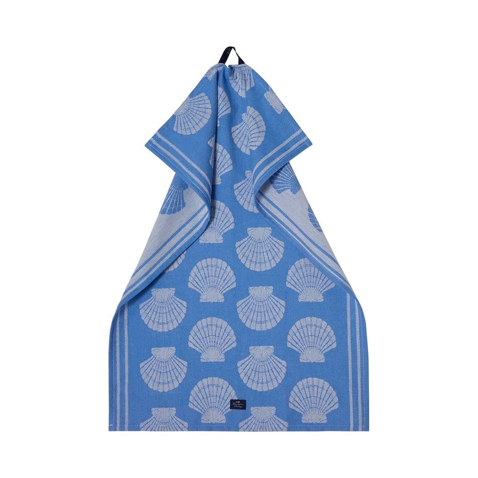 Lexington Kjøkkenhåndkle Blå m/Skjell 50x70cm