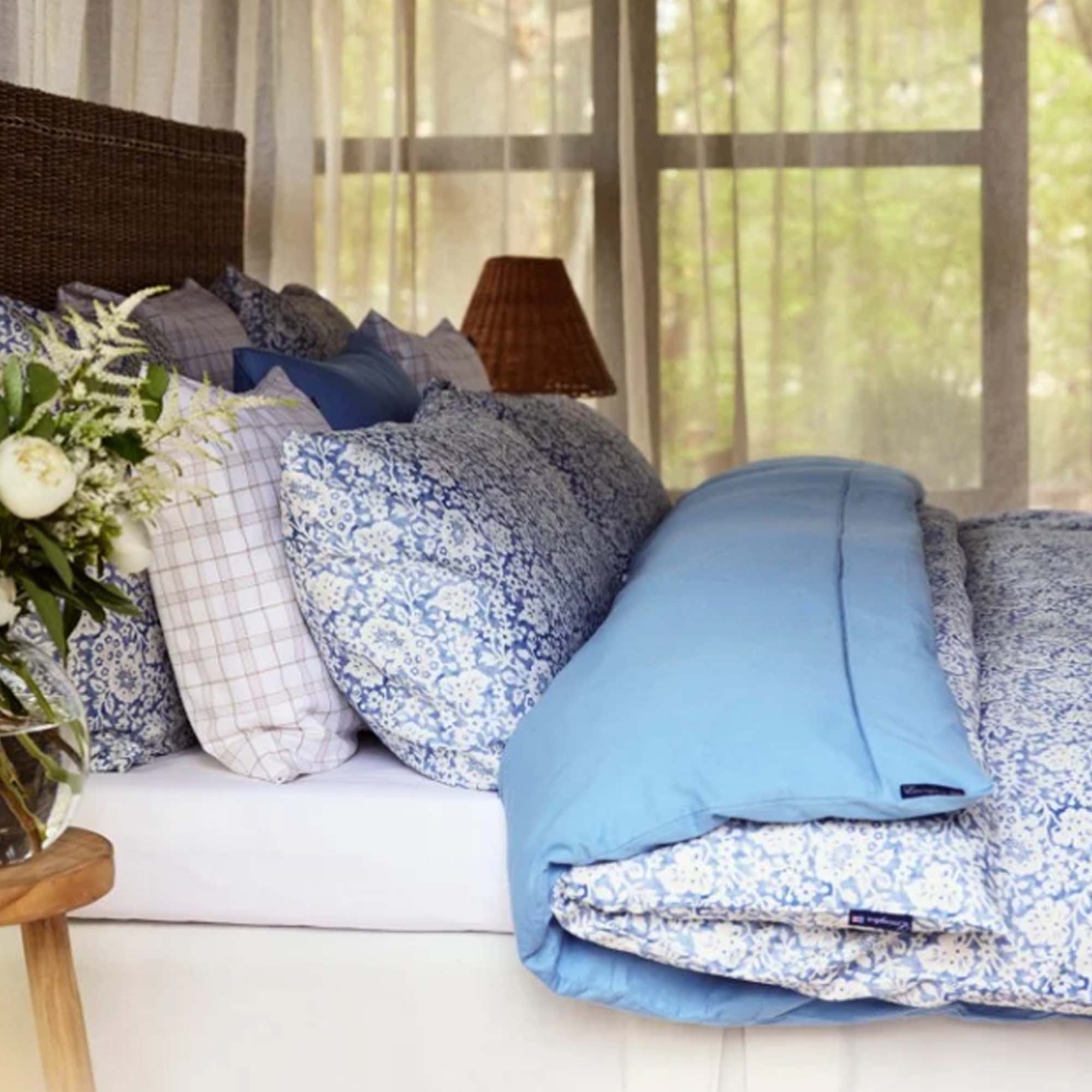 Lexington Himmelblå Vasket Bomullssateng