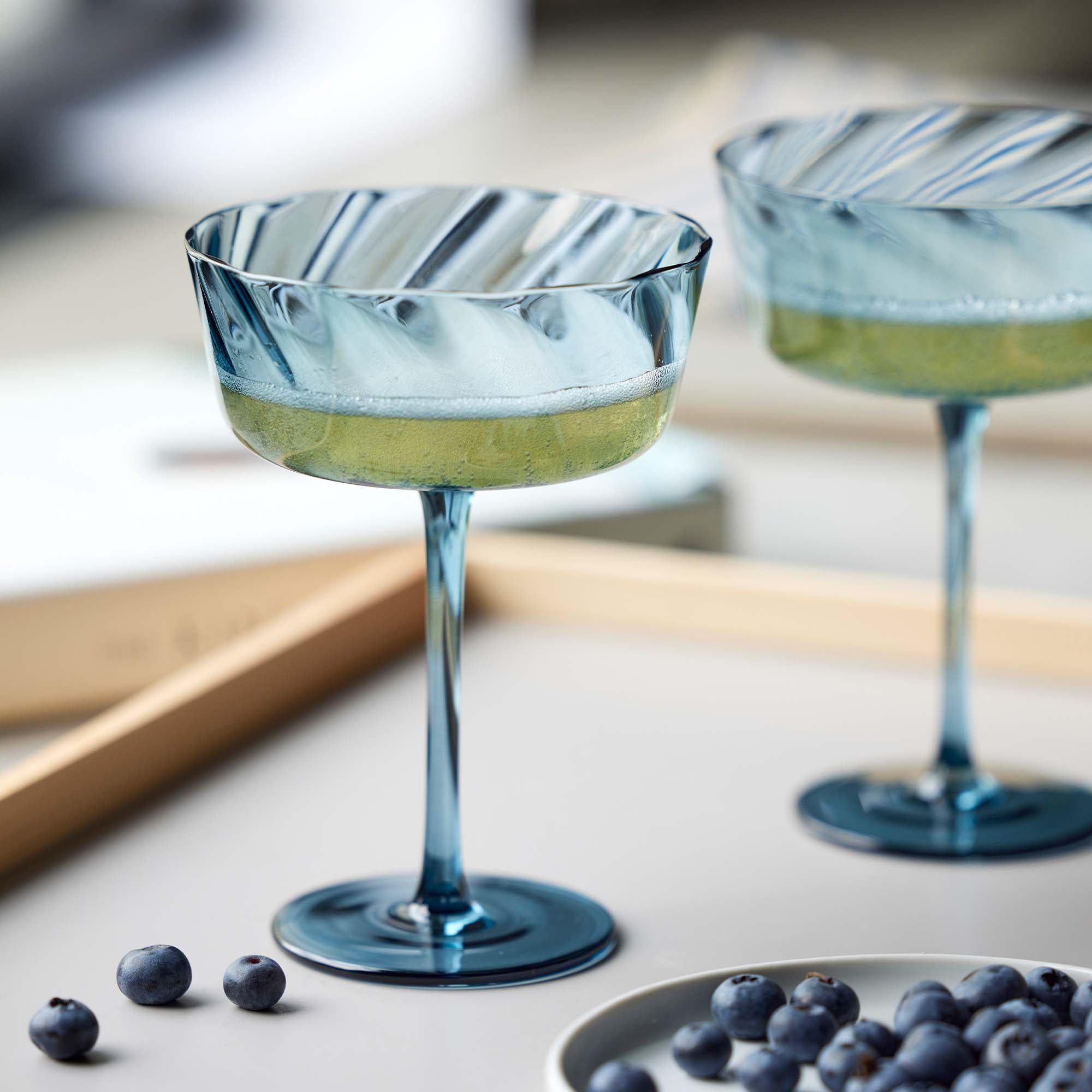 Lyngby Glas Vienna Blå Champagneskål