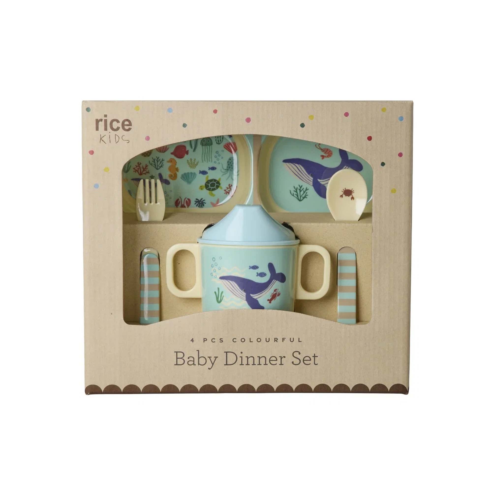 Rice Melamin Barneservise Blå