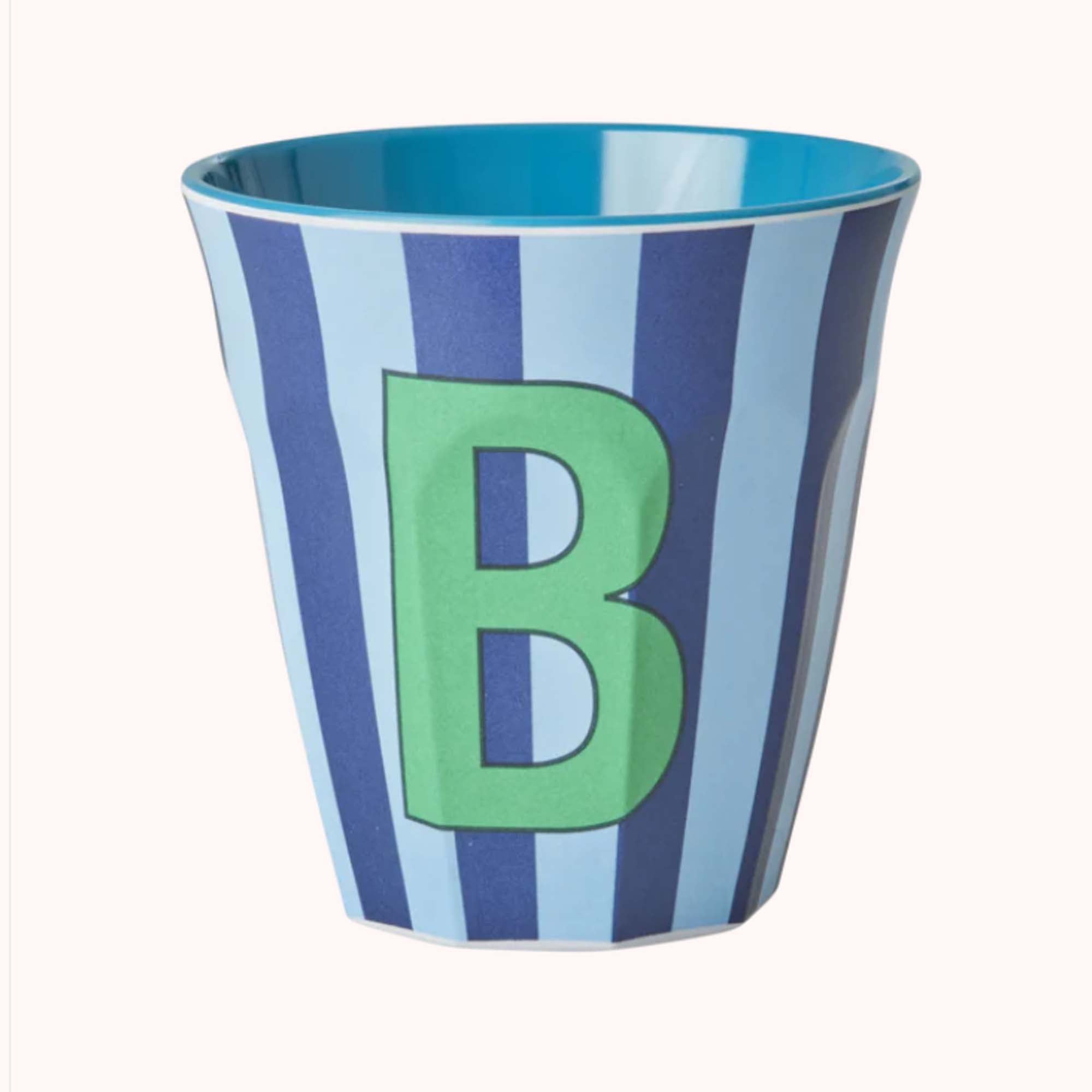 Rice Alfabetkopp B Stripet Blå