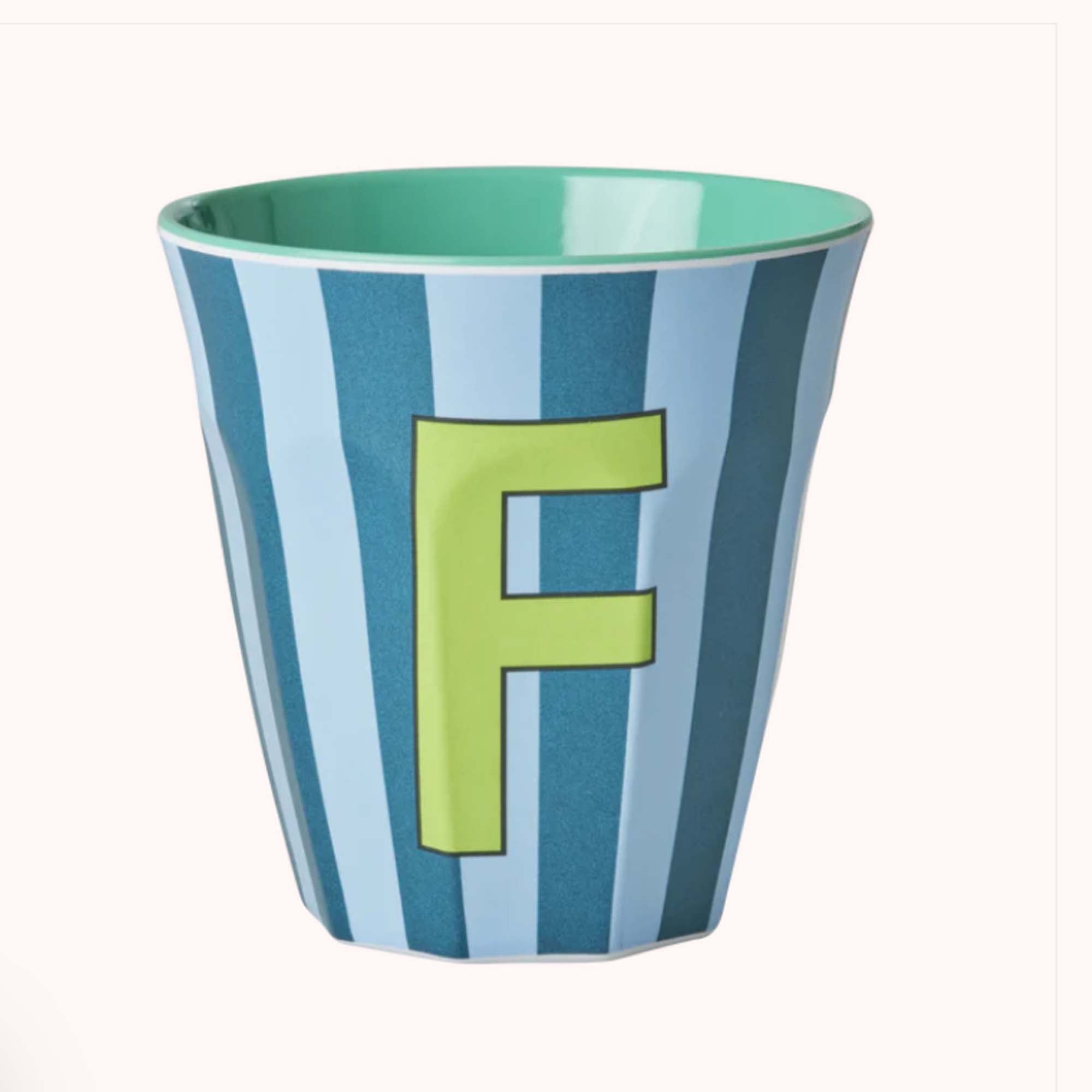 Rice Alfabetkopp F Stripet Blå