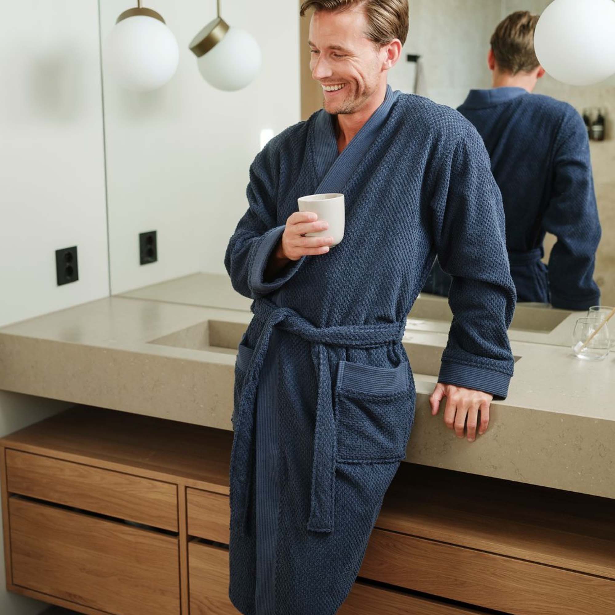 Høie Luno Morgenkåpe Herre Mørk Blå