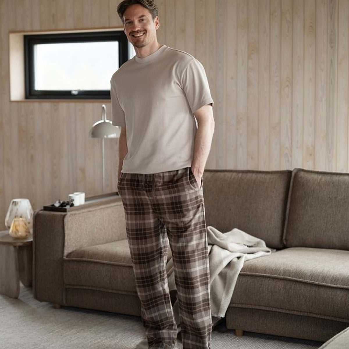Høie Pyjamasbukse Flanell Lukas Herre Sjokoladebrun