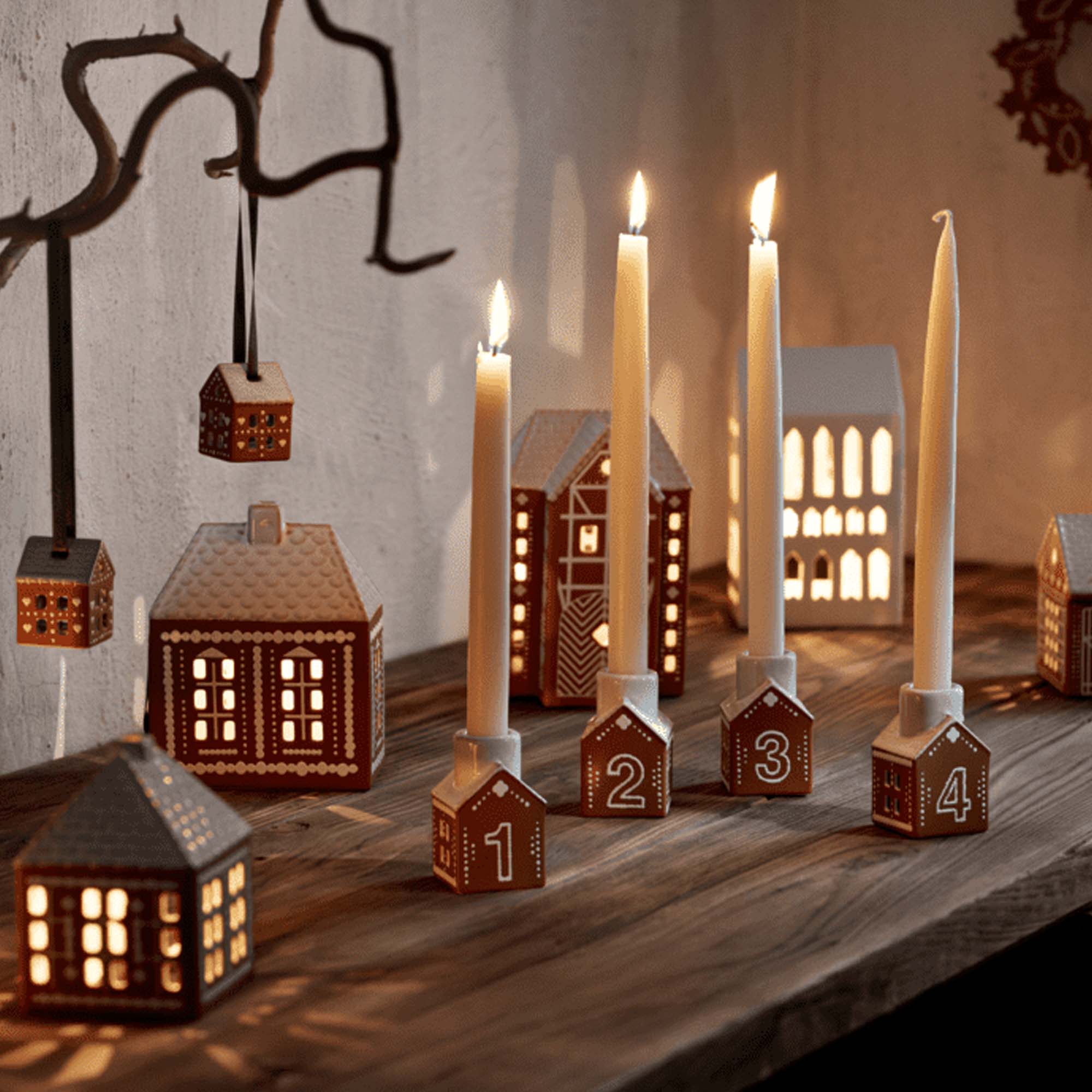 Kähler Adventsstake Pepperkakehus 4pkn.