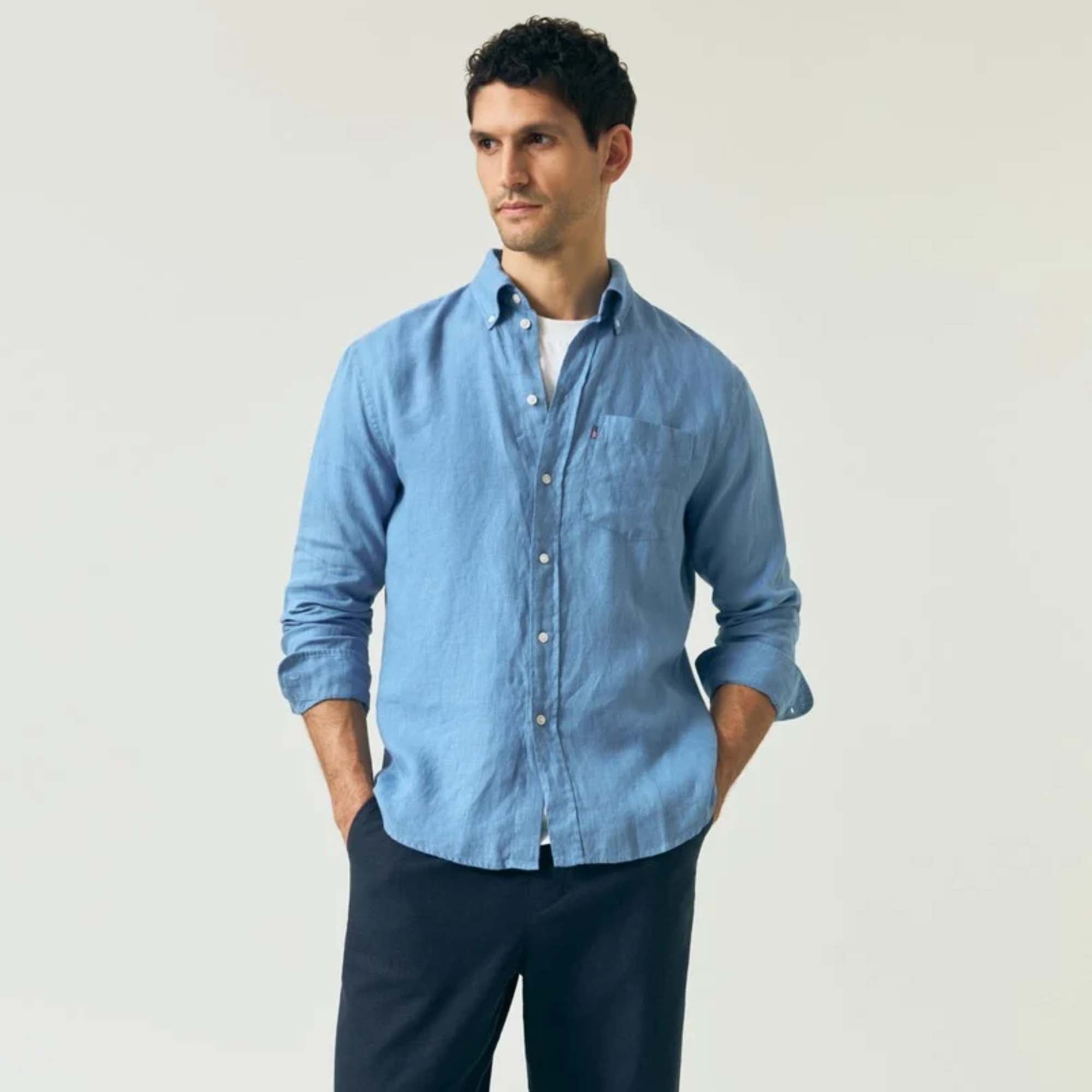 Lexington Linskjorte Herre Lys Blå Lin