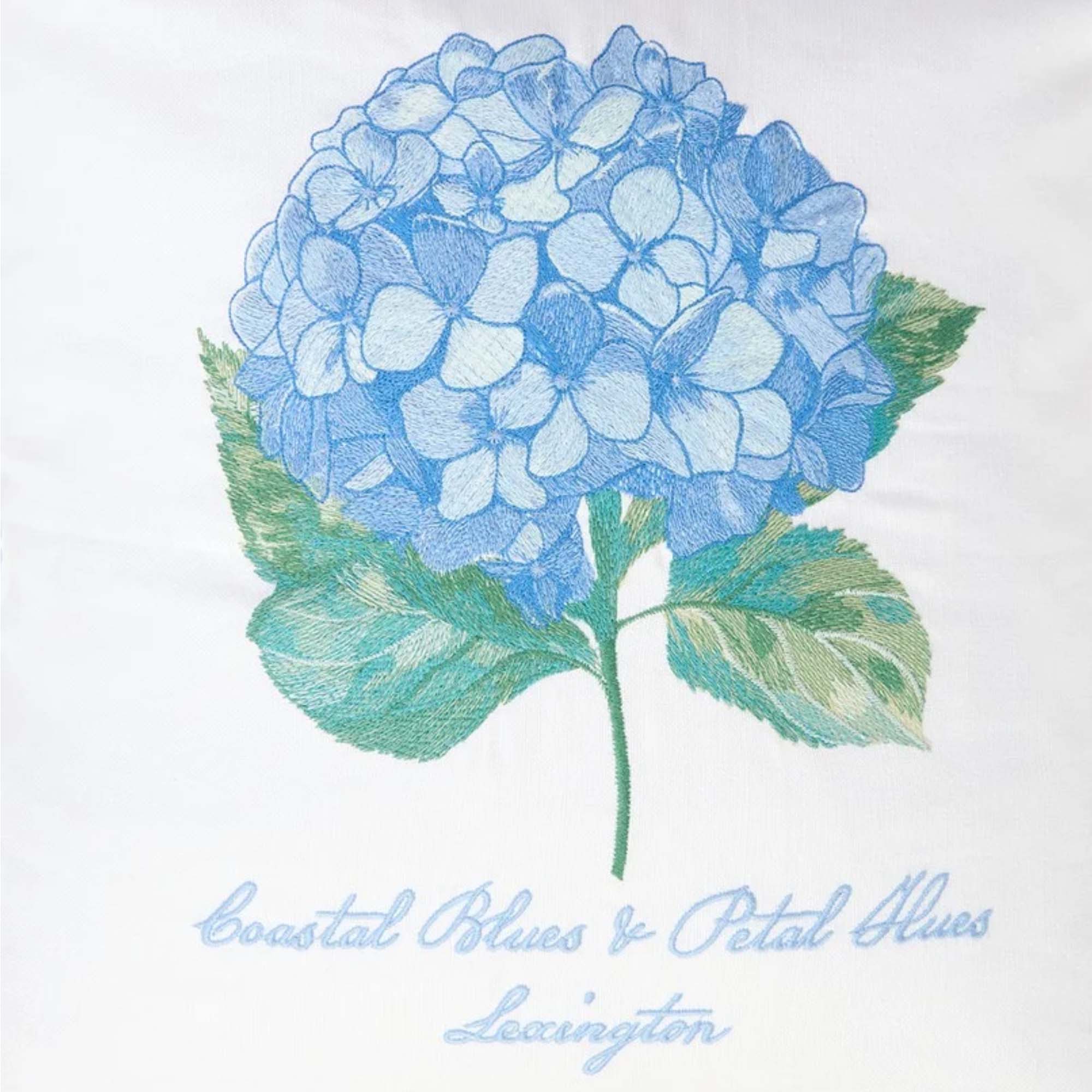 Lexington Putetrekk Brodert Blå Hortensia 50x50cm