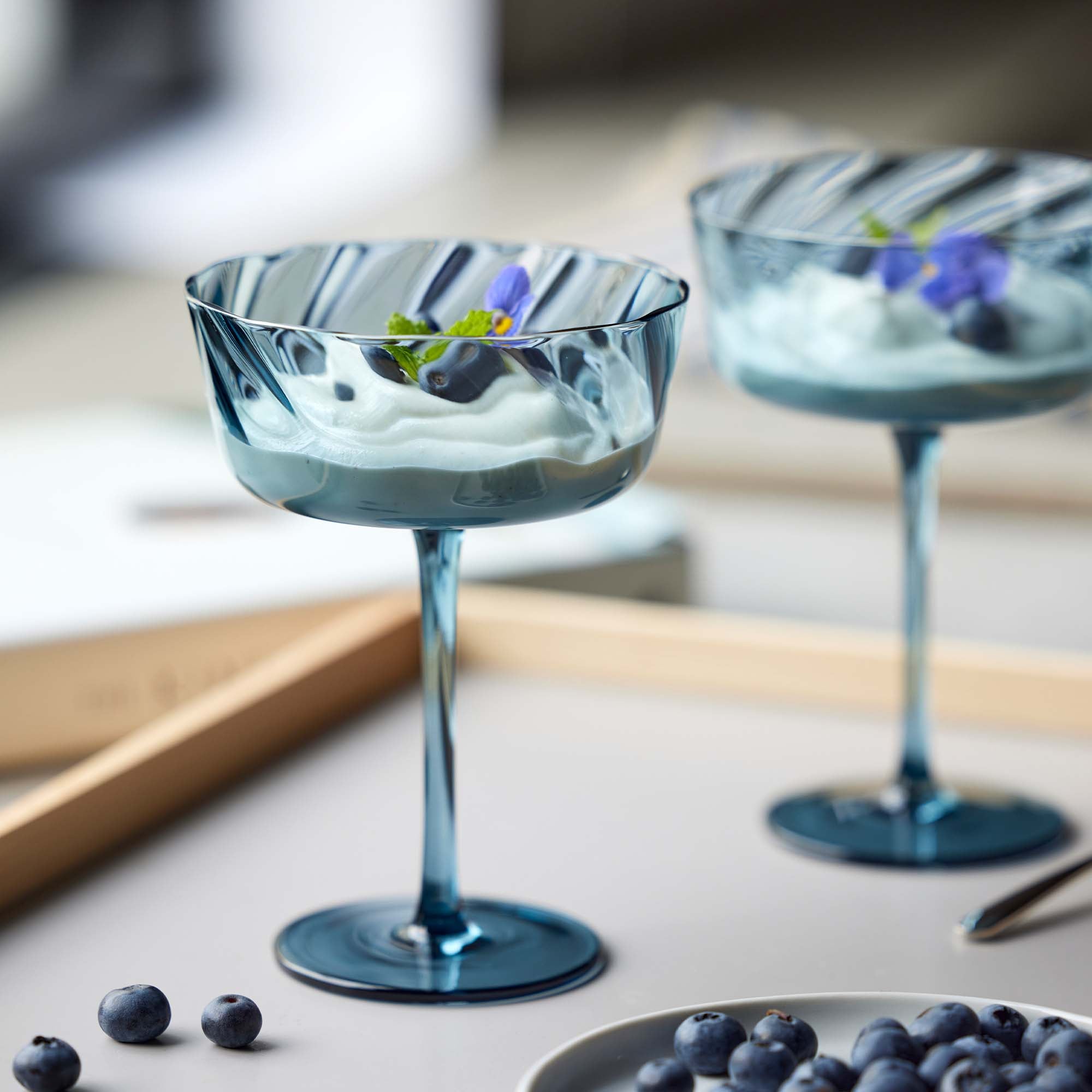 Lyngby Glas Vienna Blå Champagneskål