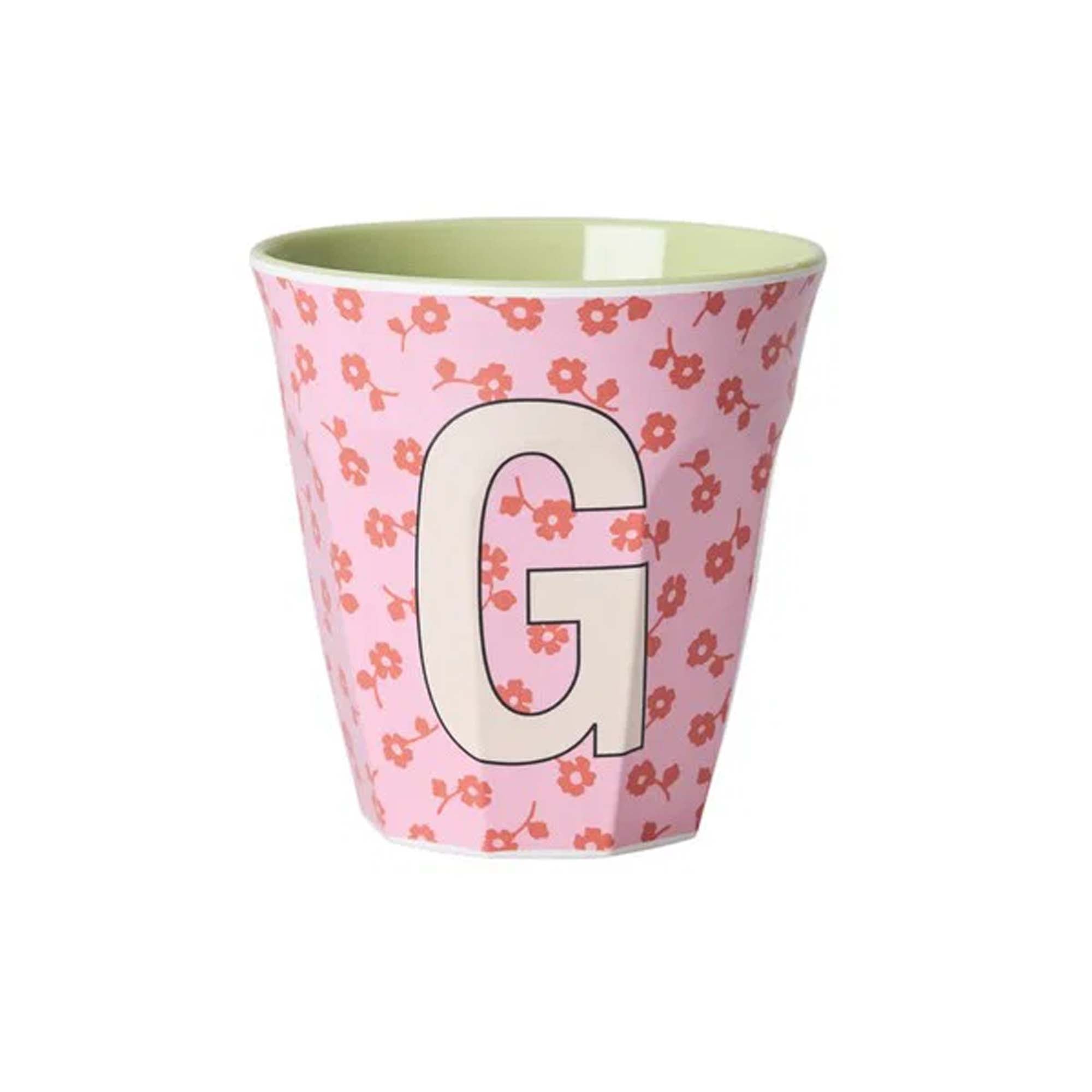 Rice Bokstavkopp G Rosa Blomst