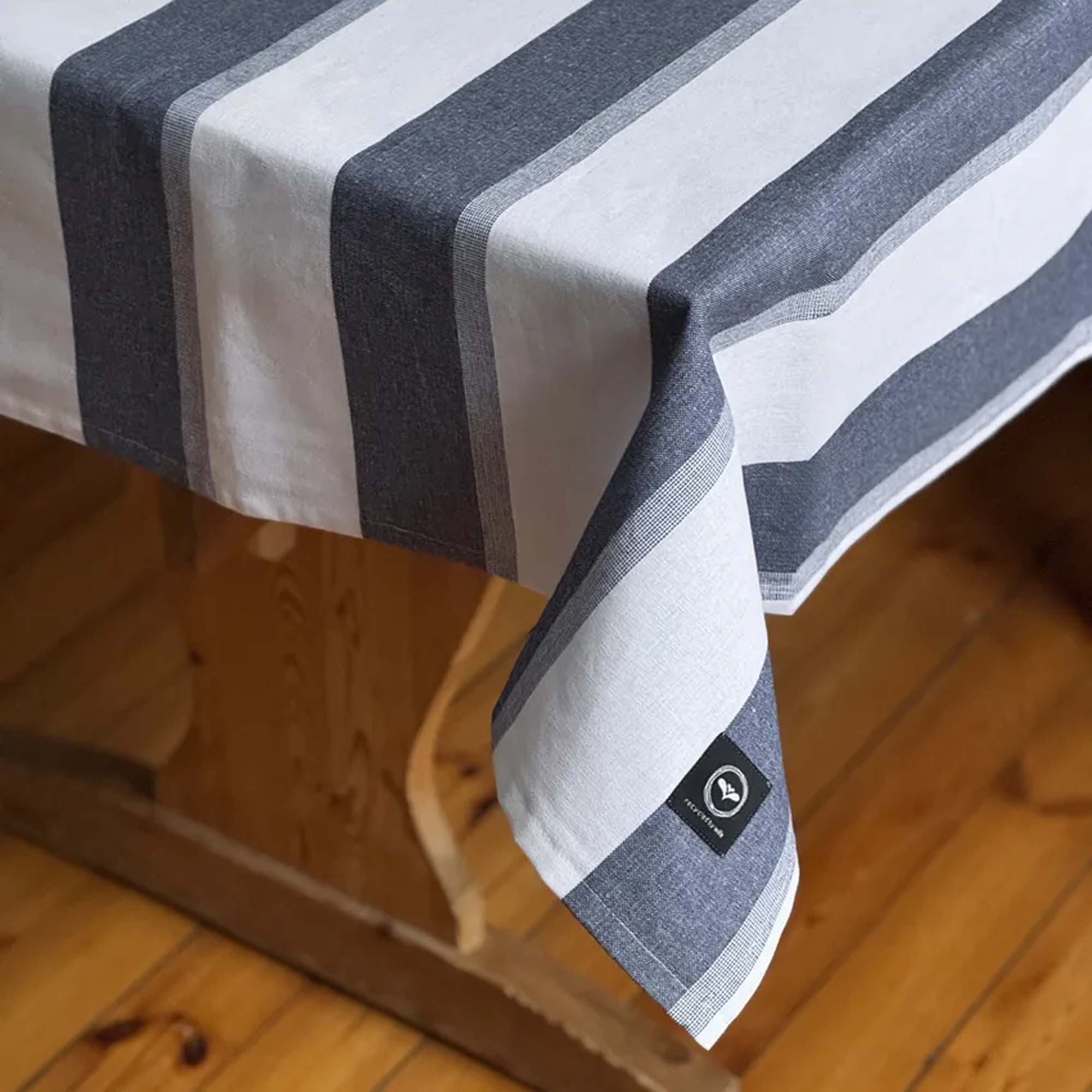 Wasa Ecotextil Bordduk Vokset Bomull 140x240cm Blå/Hvitstripet