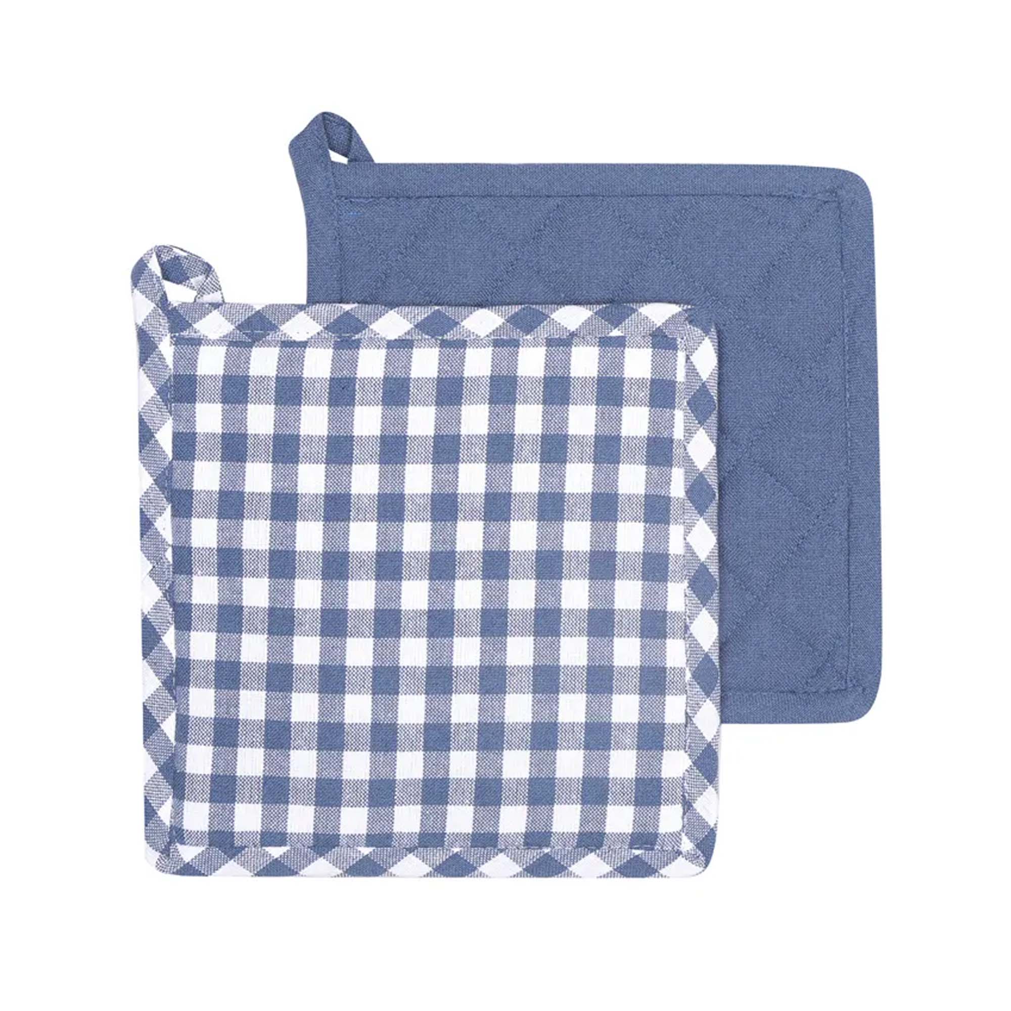 Wasa Ecotextil Grytekluter 20x20cm Blå og Blå/Hvitrutet 2 stk.