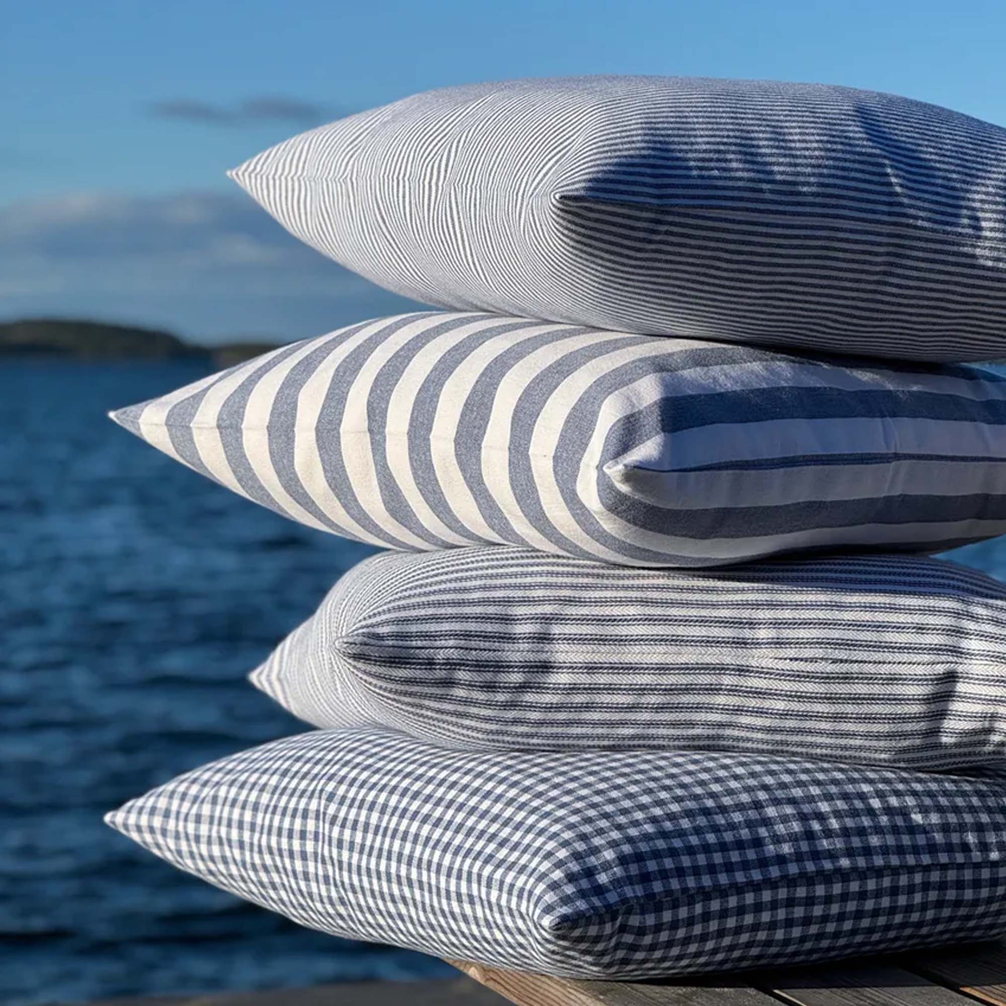Wasa Ecotextil Putetrekk 45x45cm Blårutet/Hvit